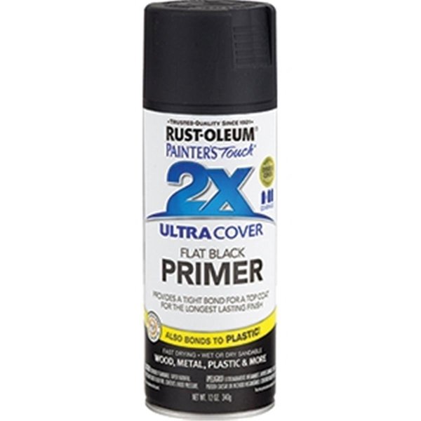 Rust-Oleum 249846 12 oz Flat Black Primer Painters Touch 2x Ultra Cover Spray 020066189242